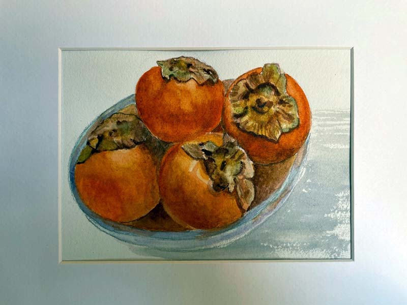 Persimmons I, a watercolor by Kelli Fifield