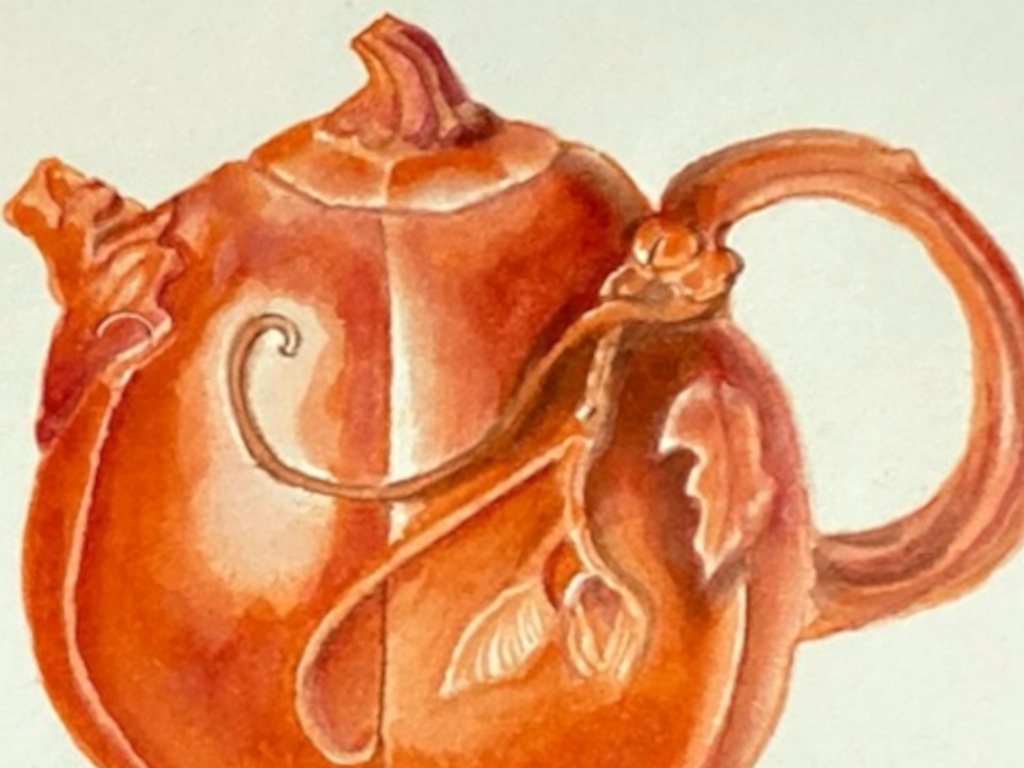 Pumpkin Teapot U (detail), by Kelli Fifield